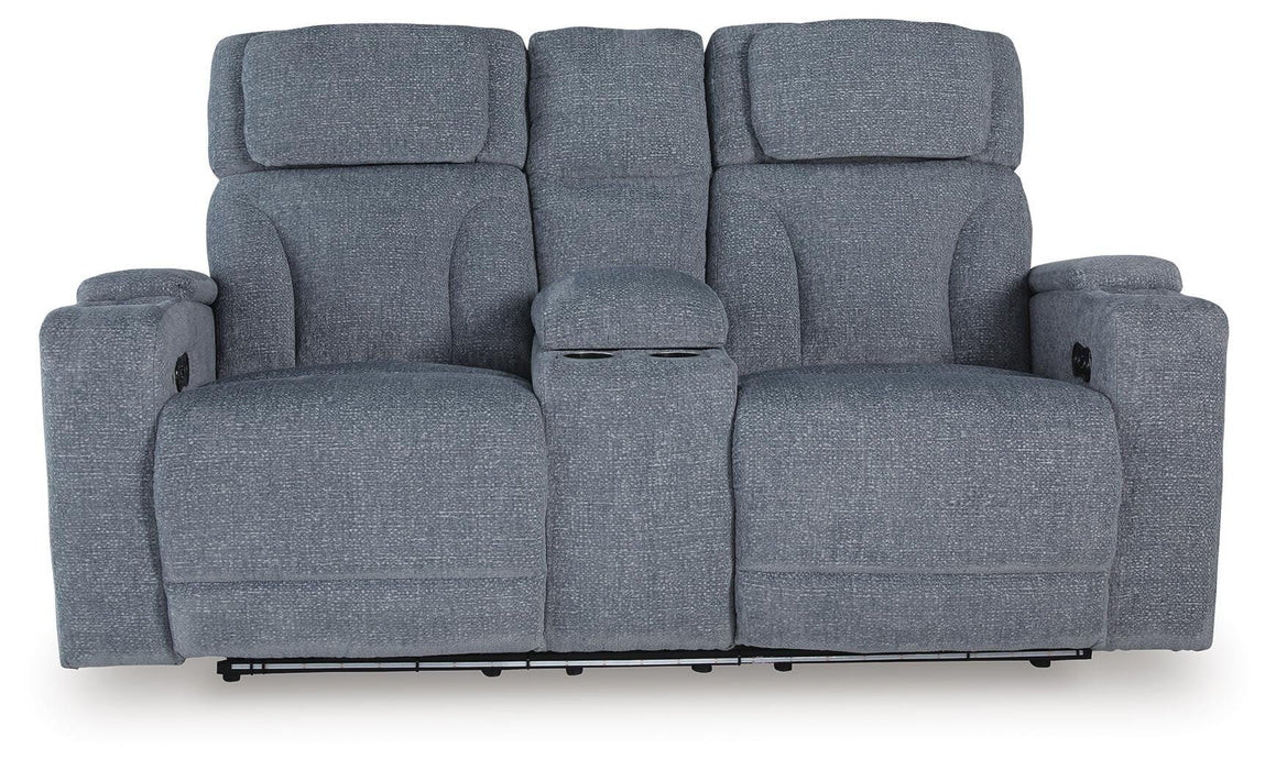 Studio Cave Power Reclining Loveseat with Console - Dayton Discount Furniture