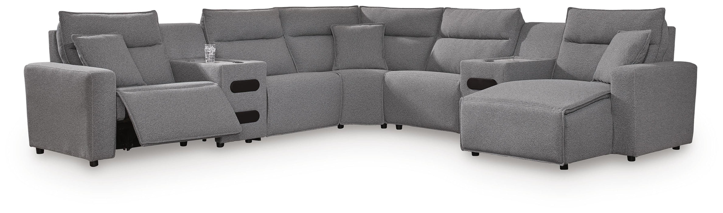 Modmax II Power Reclining Sectional with Chaise and Audio Consoles Sectional Ashley Furniture