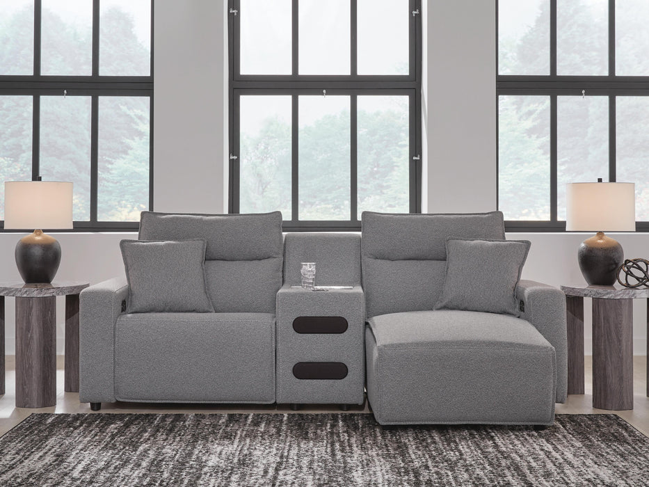 Modmax II Power Reclining Sectional with Chaise and Audio Console Sectional Ashley Furniture