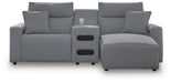 Modmax II Power Reclining Sectional with Chaise and Audio Console Sectional Ashley Furniture
