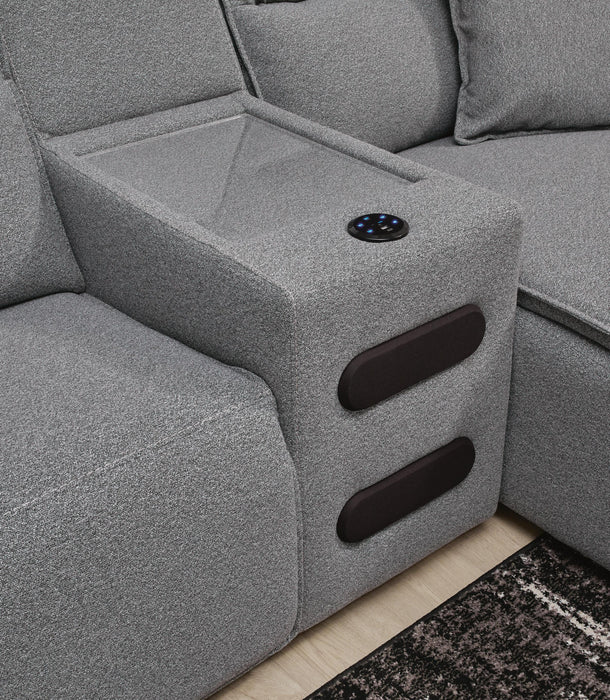 Modmax II Power Reclining Sectional with Chaise and Audio Console Sectional Ashley Furniture