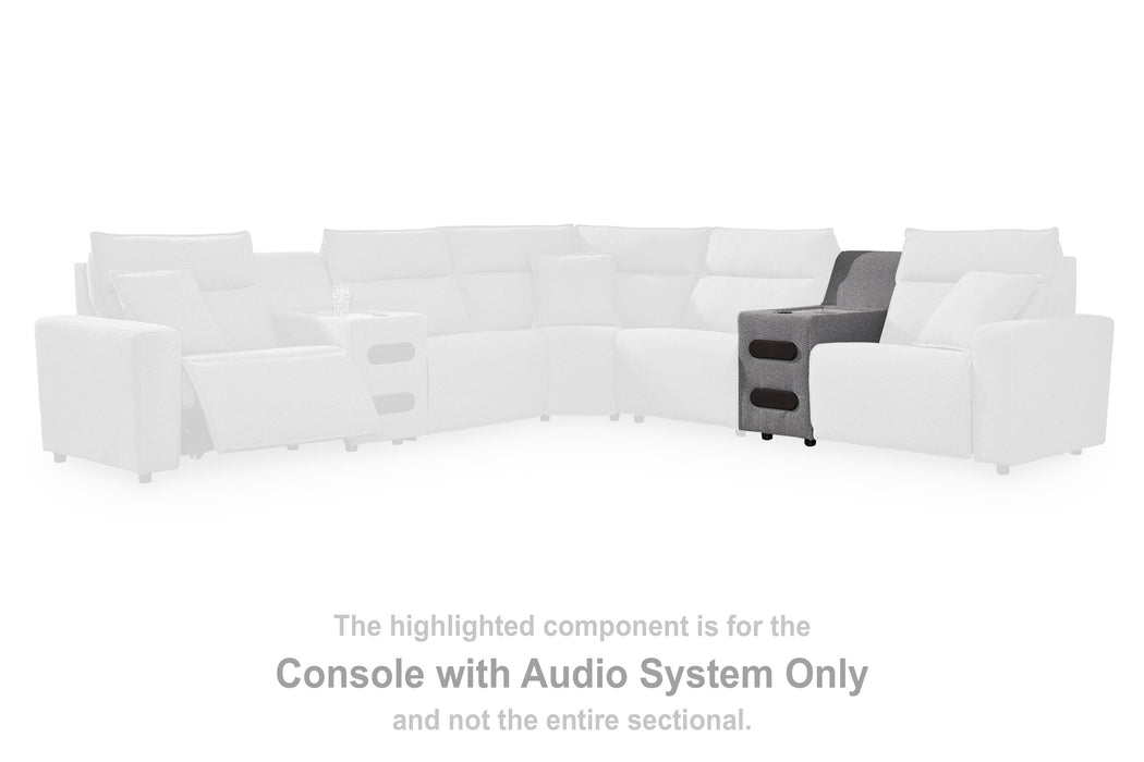 Modmax II Power Reclining Sectional with Chaise and Audio Console Sectional Ashley Furniture