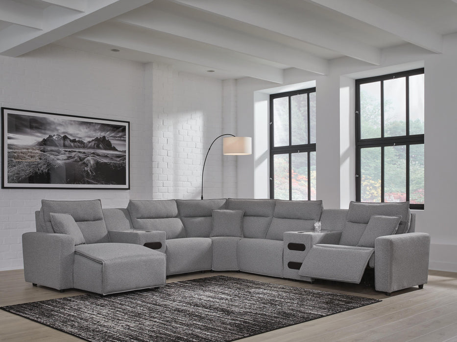 Modmax II Power Reclining Sectional with Chaise and Audio Consoles Sectional Ashley Furniture