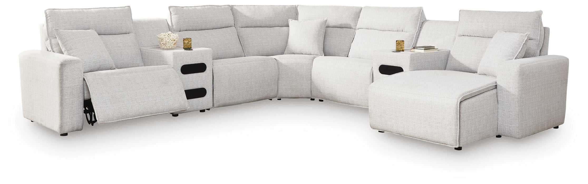 Modmax II Power Reclining Sectional with Chaise and Audio Consoles Sectional Ashley Furniture