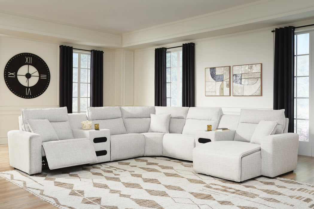 Modmax II Power Reclining Sectional with Chaise and Audio Consoles Sectional Ashley Furniture