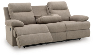 Side-Swipe Reclining Sofa with Drop Down Table - Dayton Discount Furniture