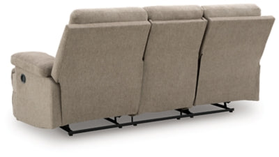 Side-Swipe Reclining Sofa with Drop Down Table - Dayton Discount Furniture