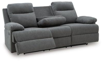 Side-Swipe Reclining Sofa with Drop Down Table - Dayton Discount Furniture