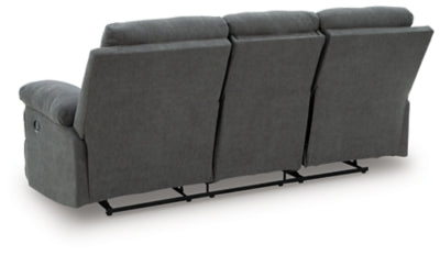 Side-Swipe Reclining Sofa with Drop Down Table - Dayton Discount Furniture