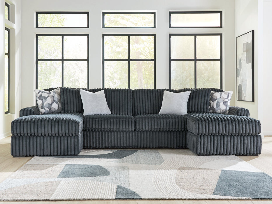 Midnight-Madness Double Chaise 3-Piece Sectional - Dayton Discount Furniture