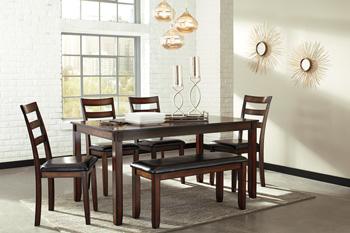 Coviar Dining Table and Chairs with Bench (Set of 6) Dining Table Ashley Furniture