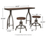 Odium Counter Height Dining Table and Bar Stools (Set of 3) Counter Height Table Ashley Furniture