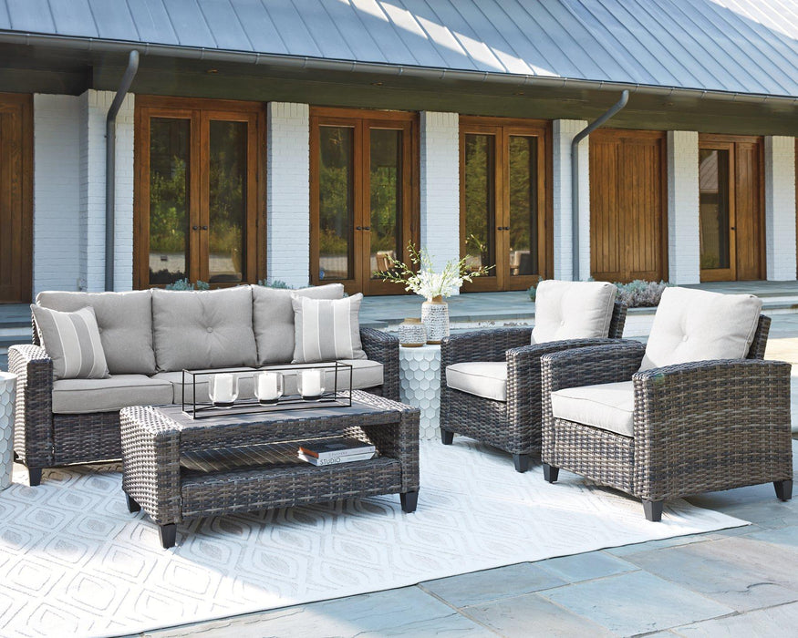 Cloverbrooke 4-Piece Outdoor Conversation Set Outdoor Seating Set Ashley Furniture