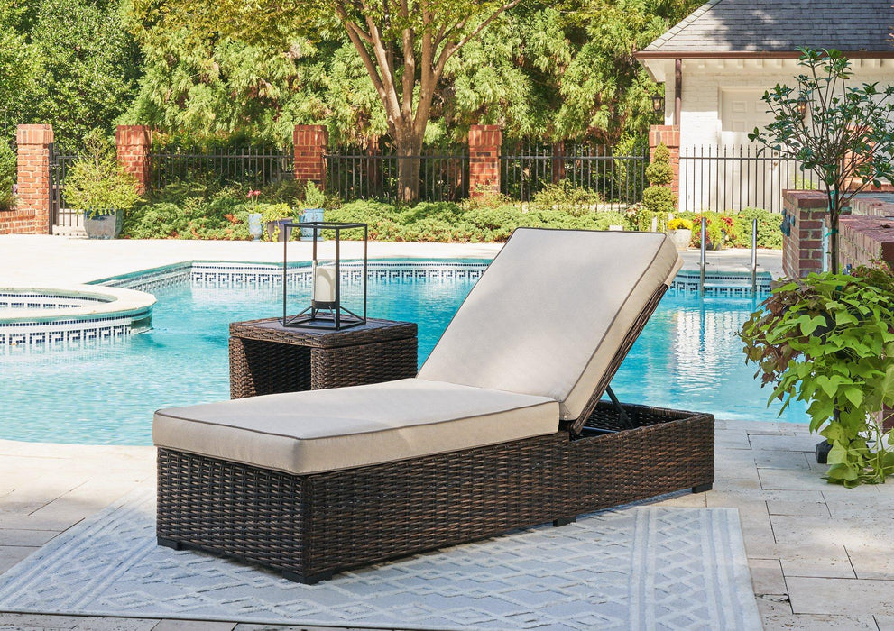 Coastline Bay Outdoor Chaise Lounge with Cushion Outdoor Seating Ashley Furniture