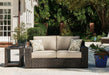 Coastline Bay Outdoor Loveseat with Cushion Outdoor Seating Ashley Furniture