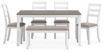 Stonehollow Dining Table and Chairs with Bench (Set of 6) Dining Table Ashley Furniture