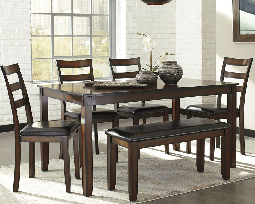 Coviar Dining Table and Chairs with Bench (Set of 6) Dining Table Ashley Furniture