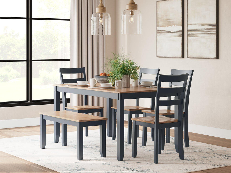 Gesthaven Dining Table with 4 Chairs and Bench (Set of 6) Dining Table Ashley Furniture