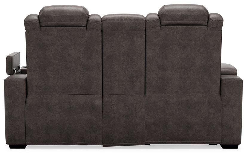 HyllMont Power Reclining Loveseat with Console Loveseat Ashley Furniture