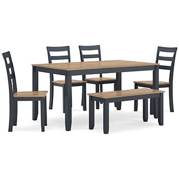 Gesthaven Dining Table with 4 Chairs and Bench (Set of 6) Dining Table Ashley Furniture