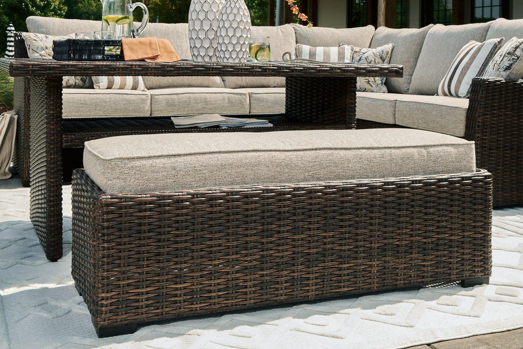 Brook Ranch Outdoor Sofa Sectional/Bench with Cushion (Set of 3) Outdoor Seating Ashley Furniture