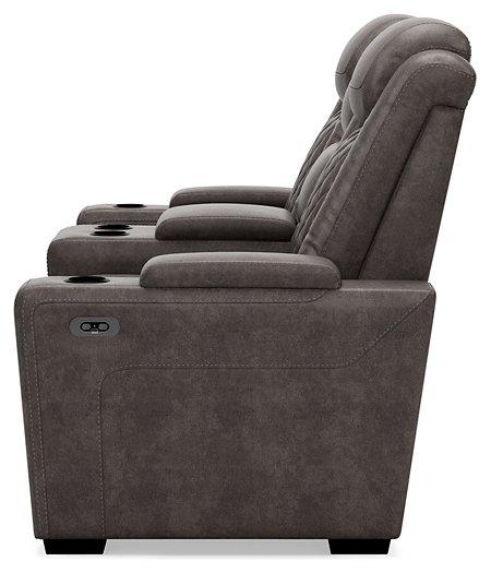 HyllMont Power Reclining Loveseat with Console Loveseat Ashley Furniture