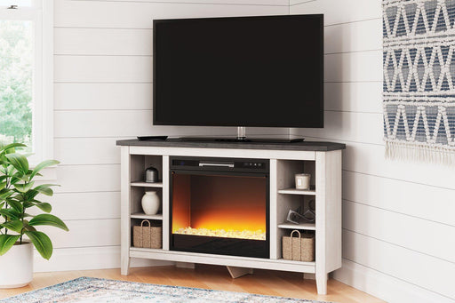 Dorrinson Corner TV Stand with Electric Fireplace TV Stand Ashley Furniture