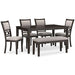 Langwest Dining Table and 4 Chairs and Bench (Set of 6) Dining Table Ashley Furniture