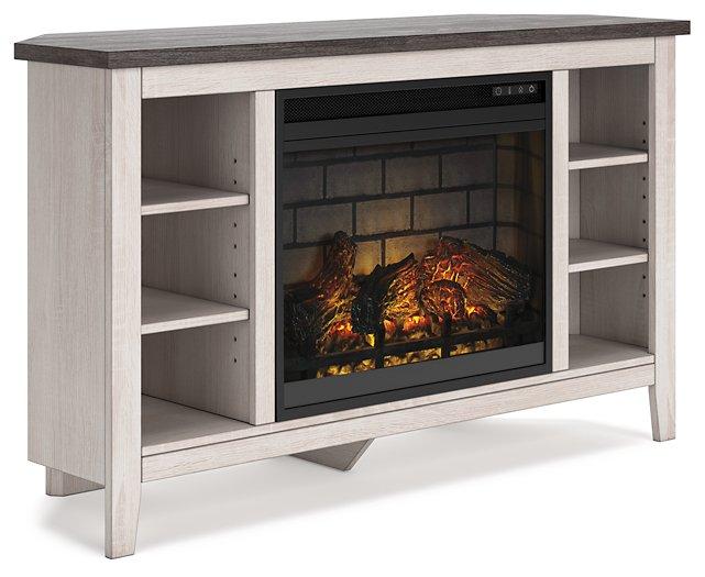 Dorrinson Corner TV Stand with Electric Fireplace TV Stand Ashley Furniture