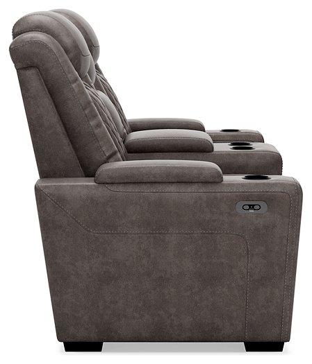 HyllMont Power Reclining Loveseat with Console Loveseat Ashley Furniture