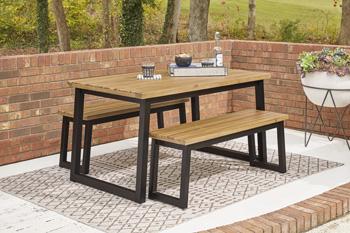 Town Wood Outdoor Dining Table Set (Set of 3) Outdoor Dining Table Ashley Furniture