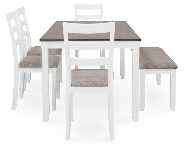 Stonehollow Dining Table and Chairs with Bench (Set of 6) Dining Table Ashley Furniture