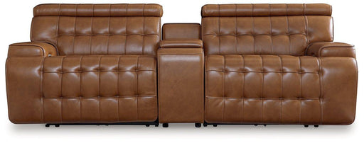 Temmpton Dual Power Leather Reclining Modular Loveseat with Console Loveseat Ashley Furniture