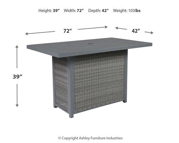 Palazzo Outdoor Bar Table with Fire Pit Outdoor Pub Table w/FP Ashley Furniture