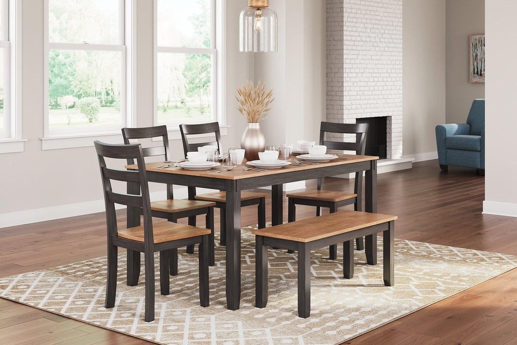 Gesthaven Dining Table with 4 Chairs and Bench (Set of 6) Dining Table Ashley Furniture