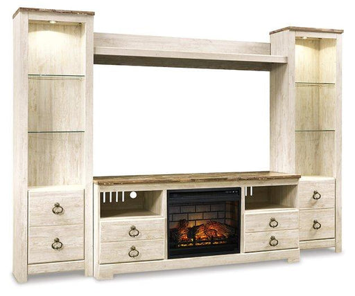 Willowton 4-Piece Entertainment Center with Electric Fireplace Entertainment Center Ashley Furniture