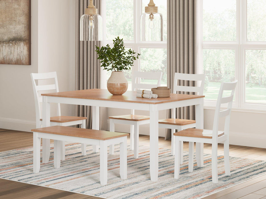 Gesthaven Dining Table with 4 Chairs and Bench (Set of 6) Dining Table Ashley Furniture