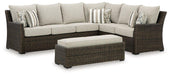 Brook Ranch Outdoor Sofa Sectional/Bench with Cushion (Set of 3) Outdoor Seating Ashley Furniture