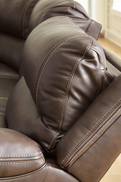 Dunleith Power Reclining Loveseat with Console - Dayton Discount Furniture