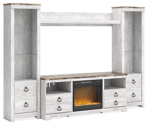 Willowton 4-Piece Entertainment Center with Electric Fireplace Entertainment Center Ashley Furniture