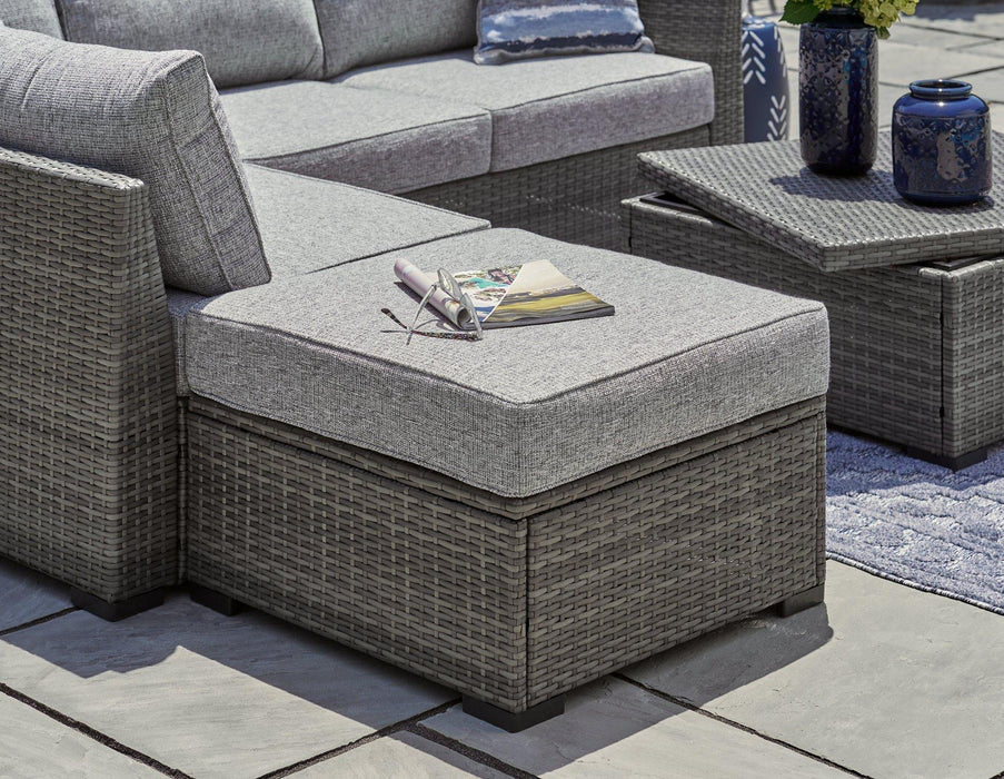 Petal Road Outdoor Loveseat Sectional/Ottoman/Table Set (Set of 4) Outdoor Seating Set Ashley Furniture