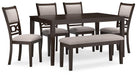 Langwest Dining Table and 4 Chairs and Bench (Set of 6) Dining Table Ashley Furniture