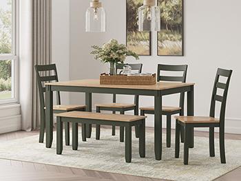 Gesthaven Dining Table with 4 Chairs and Bench (Set of 6) Dining Table Ashley Furniture