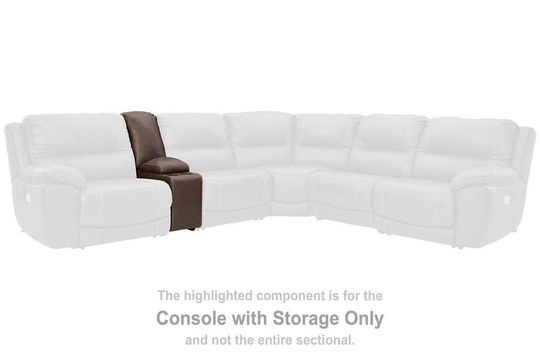 Dunleith Power Reclining Loveseat with Console - Dayton Discount Furniture
