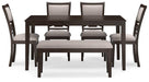 Langwest Dining Table and 4 Chairs and Bench (Set of 6) Dining Table Ashley Furniture