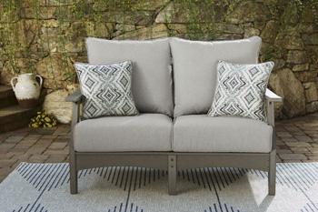 Visola Outdoor Loveseat with Cushion Outdoor Seating Ashley Furniture