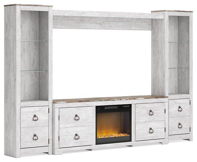 Willowton 4-Piece Entertainment Center with Electric Fireplace Entertainment Center Ashley Furniture