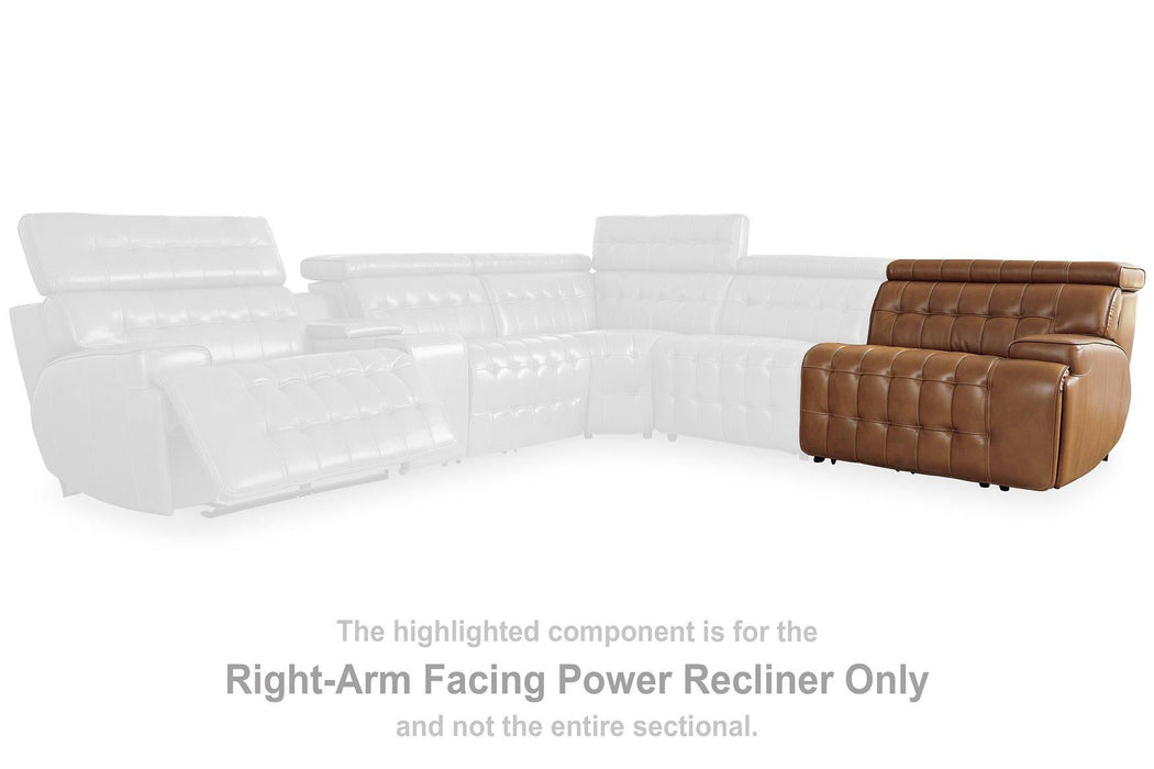 Temmpton Dual Power Leather Reclining Modular Loveseat with Console Loveseat Ashley Furniture