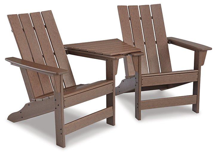 Emmeline 2 Adirondack Chairs with Tete-A-Tete Table Connector Outdoor Seating Set Ashley Furniture