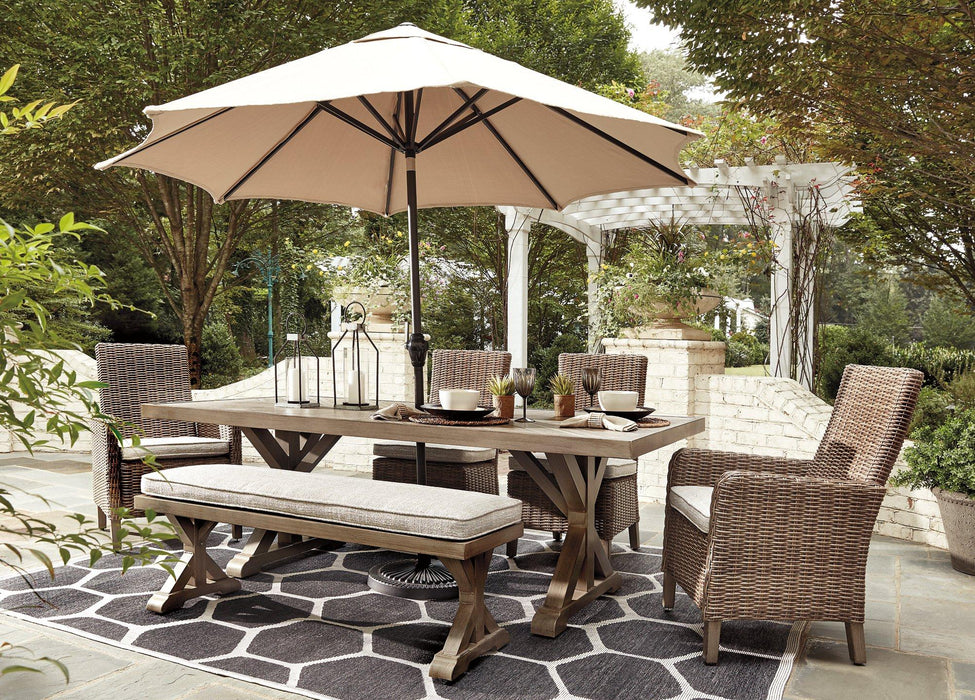 Beachcroft Dining Table with Umbrella Option Outdoor Dining Table Ashley Furniture